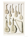 Plate III: Ancient and Modern Stringed and Plucked Instruments Giclee Print by Robert Benard