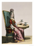 Lady Taking Coffee, Fashion Plate, circa 1695 Giclee-trykk av Nicolas Bonnart
