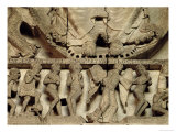 West Portal Tympanum Depicting the Last Judgement: Detail of Christ's Feet, an Angel and Mortals Giclee Print by Gislebertus 