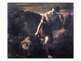 David Dragging Goliath's Head Giclée-tryk af Giovanni Lanfranco David Dragging Goliath's Head Giclée-tryk af Giovanni Lanfranco