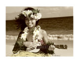 Hawaiian ukulele girl Photographic Print by Himani 