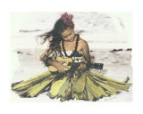 Hawaiian Girl Sitting, Playing Ukulele Photographic Print by Himani 