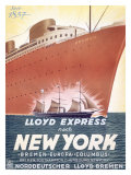 Lloyd Express Line, New York to Bremen Giclée-tryk