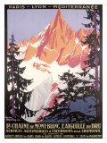 Mont Blanc Chamonix Travel Poster Lámina giclée Mont Blanc Chamonix Travel Poster Lámina giclée