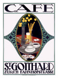 St. Gotthard Café reproduction procédé giclée par Otto Baumberger