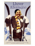 Allemagne Snow Ski Resort Poster Lámina giclée Allemagne Snow Ski Resort Poster Lámina giclée