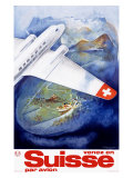 Suisse par Avion Airline reproduction procédé giclée
