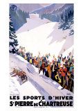 Chartreuse Resort Snow Tobaggan Giclée-Druck von Roger Broders