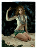Pin-Up Girl: Exotic Redhead Grotto reproduction procédé giclée par Richie Fahey