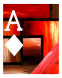 ( 2 of 4 ) POKER ARTS DECOR HOT ACES ABSTRACT PAINTINGS WPT WSOP HOT DESIGN LAS VEGAS CASINO Lámina giclée por Teo Alfonso