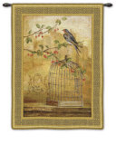 Oiseav Cage Cerise II Wall Tapestry by Fabrice De Villeneuve