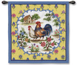 Country Roosters Wall Tapestry
