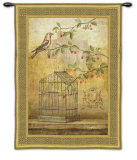 Oiseav Cage Cerise I Wall Tapestry by Fabrice De Villeneuve