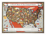 Food Map of the United States Giclee Print