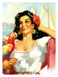Senorita with Parrot Giclee Print