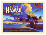 Fly to Hawaii Clipper Airline reproduction procédé giclée par Rick Sharp