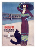 Tungsram Light Bulb Cat Lámina giclée