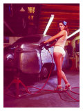 Street Rod Body Shop Pin Up Poster Lámina giclée por David Perry