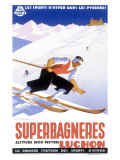 Luchon Superbagneres, Snow Ski Lámina giclée por Gaston Gorde