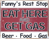 Eat Here Get Gas Tin Sign