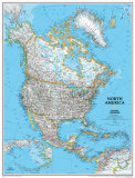 North America Political Map Kunstdruck