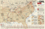 Battles of the Civil War Map Art Print