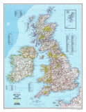 Carte du Royaume-Uni et de l'Irlande Poster