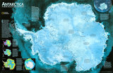 Antarctica Satellite Map Poster