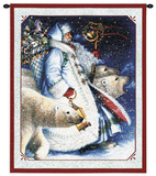 Santa and Polar Bears Wall Tapestry by Lynn Bywaters