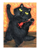 Black Cat With Mouse Toy Giclee Print by Jamie Wogan Edwards