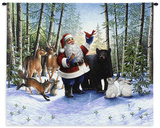 Santa in the Forest Wall Tapestry by Lynn Bywaters