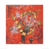 Fleurs Sur Fond Rouge, c.1970 Poster von Marc Chagall