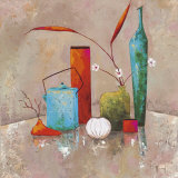 Inside with Turquoise Jar Print by Veronique Mansart