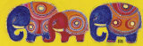 Family of Elephants in Yellow Prints by Sophie Jourdan