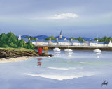 Breton Harbor, Red Boats Art by Frédéric Flanet