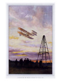 Wilbur Wright Aviation Biplane Giclee Print by A Serougart