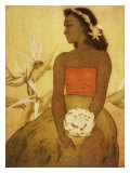 Hawaii, Wahine Hula Girl Reproduction procédé giclée