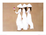 Girls with Lotus Flowers Affiches par Thanh Binh Nguyen