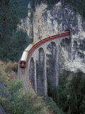 Passenger Train on Rock Bridge, Switzerland Fotografie-Druck von Gavriel Jecan