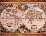 Antique Map, Geographica, c.1630 Posters par Henricus Hondius