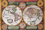 Antique Map, Terre Universelle, 1594 Posters by Petro Plancio