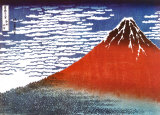 Hokusai - Red Fuji Plakát