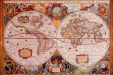 Antique Map, Geographica, c.1630 Print by Henricus Hondius