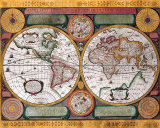 Antique Map, Terre Universelle, 1594 Art by Petro Plancio