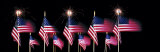 US Flags and Fireworks Photographic Print by Panoramic Images 