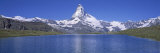 Panoramic View of a Snow Covered Mountain by a Lake, Matterhorn, Zermatt, Switzerland Photographie par Panoramic Images 