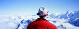 Man Contemplating Swiss Alps, Switzerland Photographic Print by Panoramic Images 