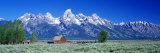 Barn on Plain Before Mountains, Grand Teton National Park, Wyoming, USA Photographic Print by Panoramic Images 