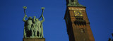 Low Angle View of a Statue and a Clock Tower, City Hall Square, Copenhagen, Denmark Photographic Print by Panoramic Images 