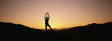Silhouette of a Man Holding a Globe, Nevada, USA Photographic Print by Panoramic Images 